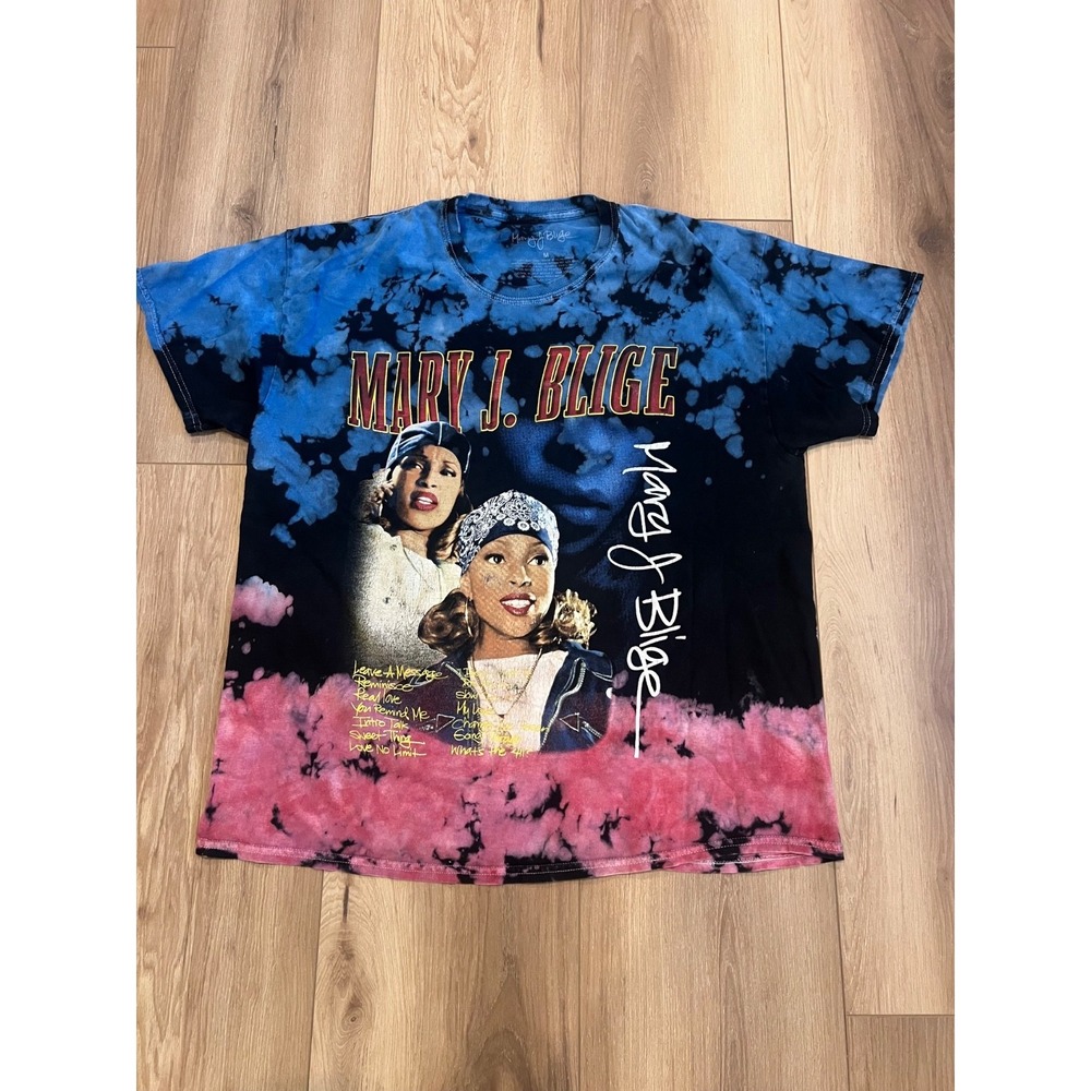 Mary J Blige Tie Dye Graphic Band T-Shirt Medium Blue Pink 2021 Tour Style Tee
